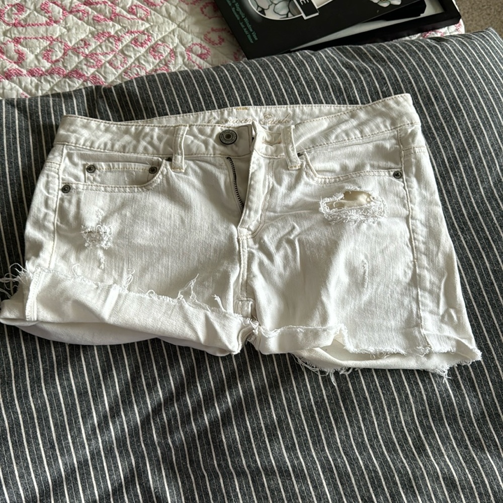 White jean shorts